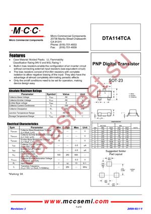 DTA114TCA-TP datasheet  